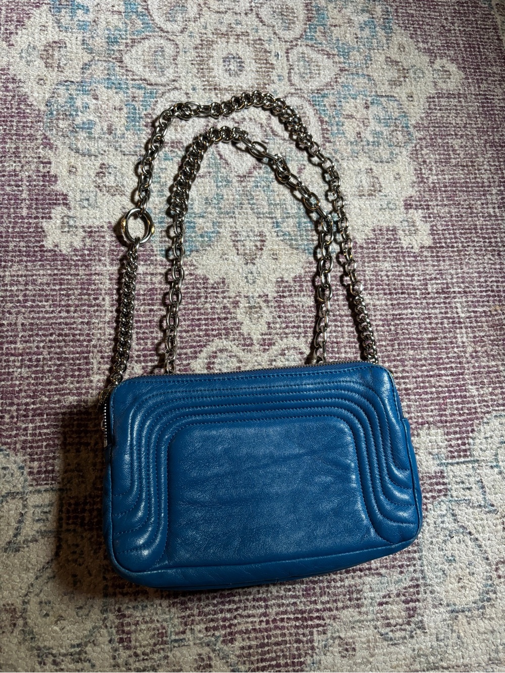 Henri Bendel Women's Blue Quilted Chain-Strap Shoulder Bag